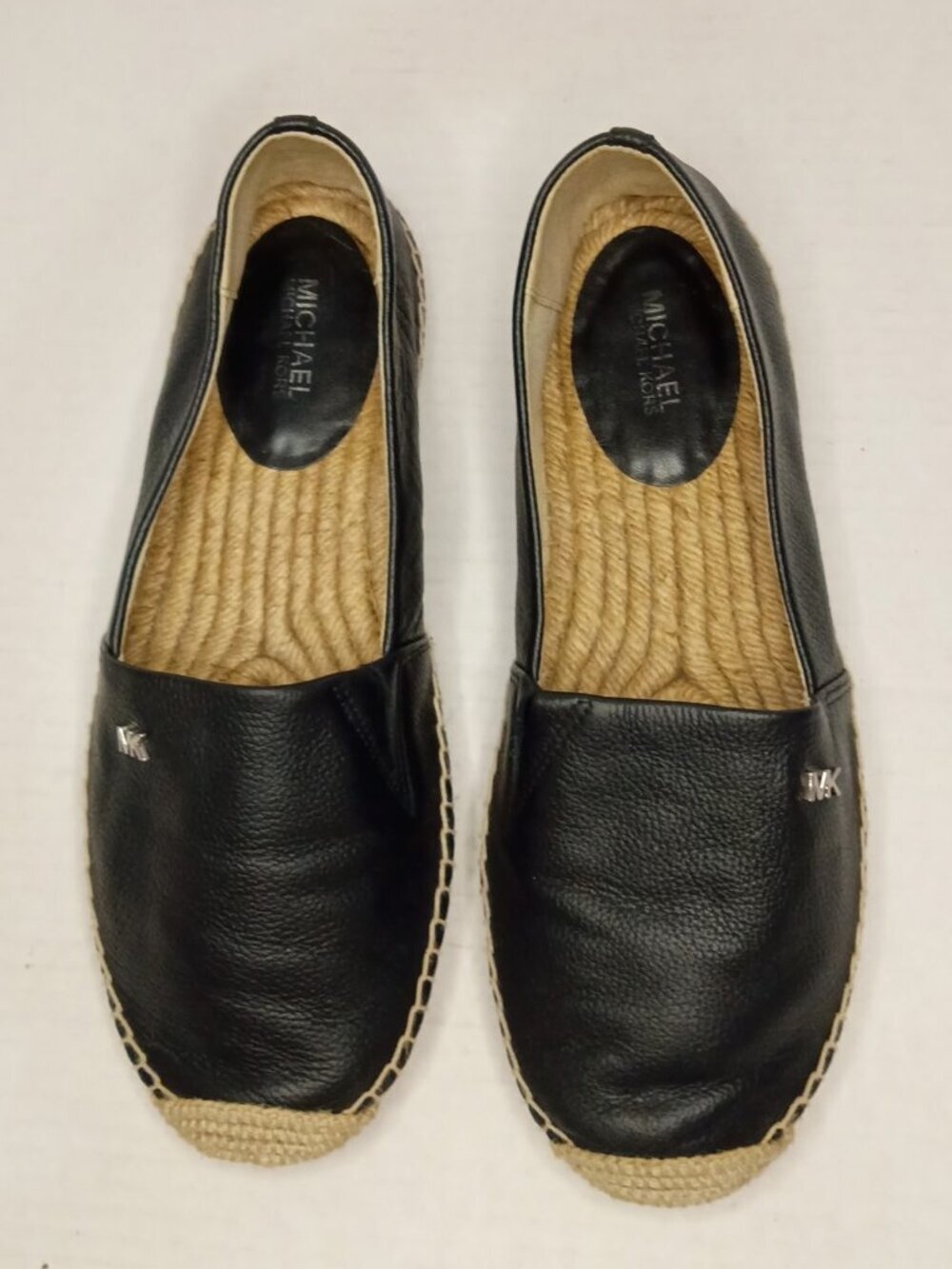 MICHAEL Michael Kors Kendrick Black Leather Espadrille Flats Women's Size 8M